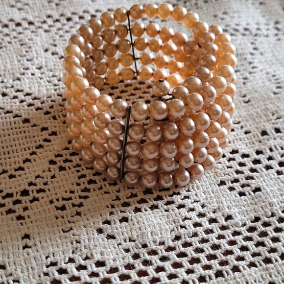 1950's Faux Pearl Glass Bead Bracelet - Picture 1 of 3